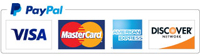 Credit Cards accepted through PayPal include: Amex, Discover, Visa & Mastercard